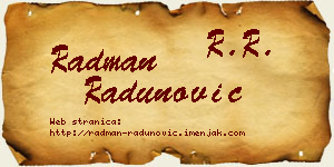 Radman Radunović vizit kartica